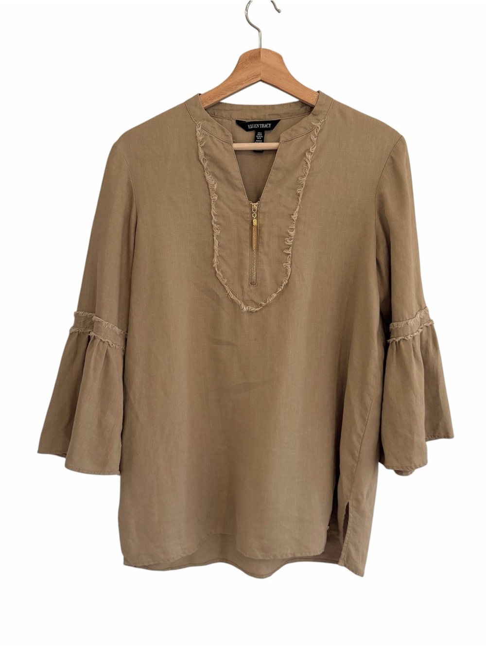 Ellen Tracy Womens Linen Top Size M Minimalist Capsule Coastal Grandma Old Money